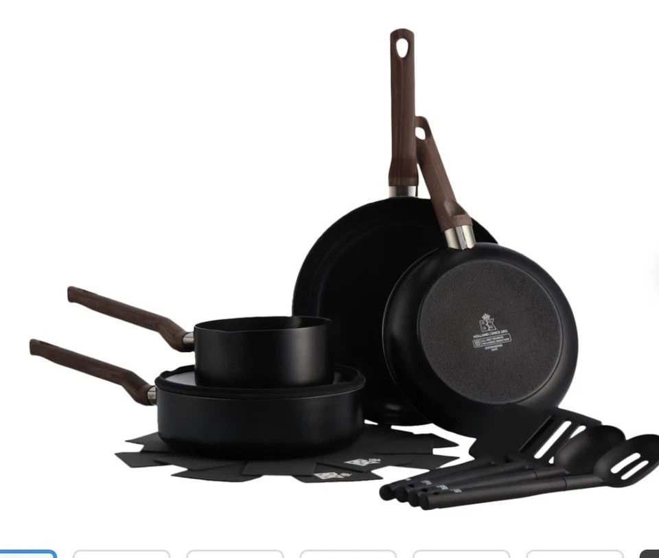 Vivid Ceramic Nonstick Induction 11 Piece Cookware Pots and Pans Set, Black - Image 3 of 4