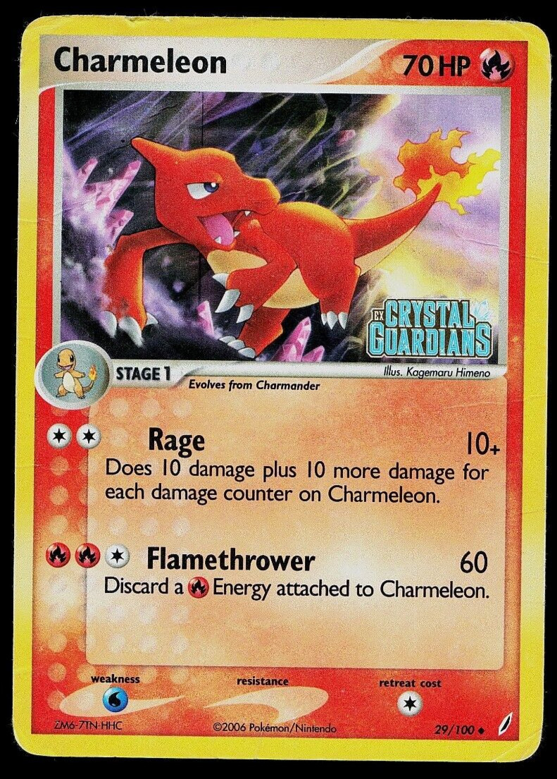 Charmeleon 29/100 EX Crystal Guardians Reverse Holo Pokémon Card Stamped HP-DMG