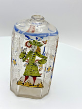 STEIGEL TYPE HAND BLOWN GERMAN GLASS FLASK CIRCA LATE 1700s Man in green jacket