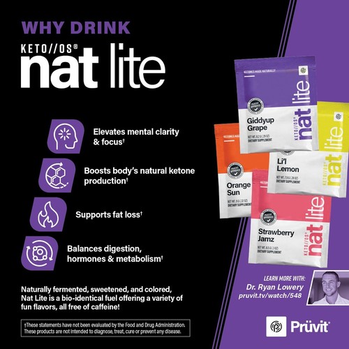 Nuovo Pruvit Keto OS Nat Lite perdita peso chetoni esogeni dieta chetogenica - Foto 7 di 13