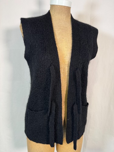 Cardigan donna vintage Hudson Bay Company Canada nero misto lana mohair gilet taglia S - Foto 11 di 13