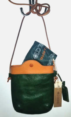 OLD TREND Modern Vintage OT18071 OUTWEST GreenSM Flat Genuine Leather X-body NWT
