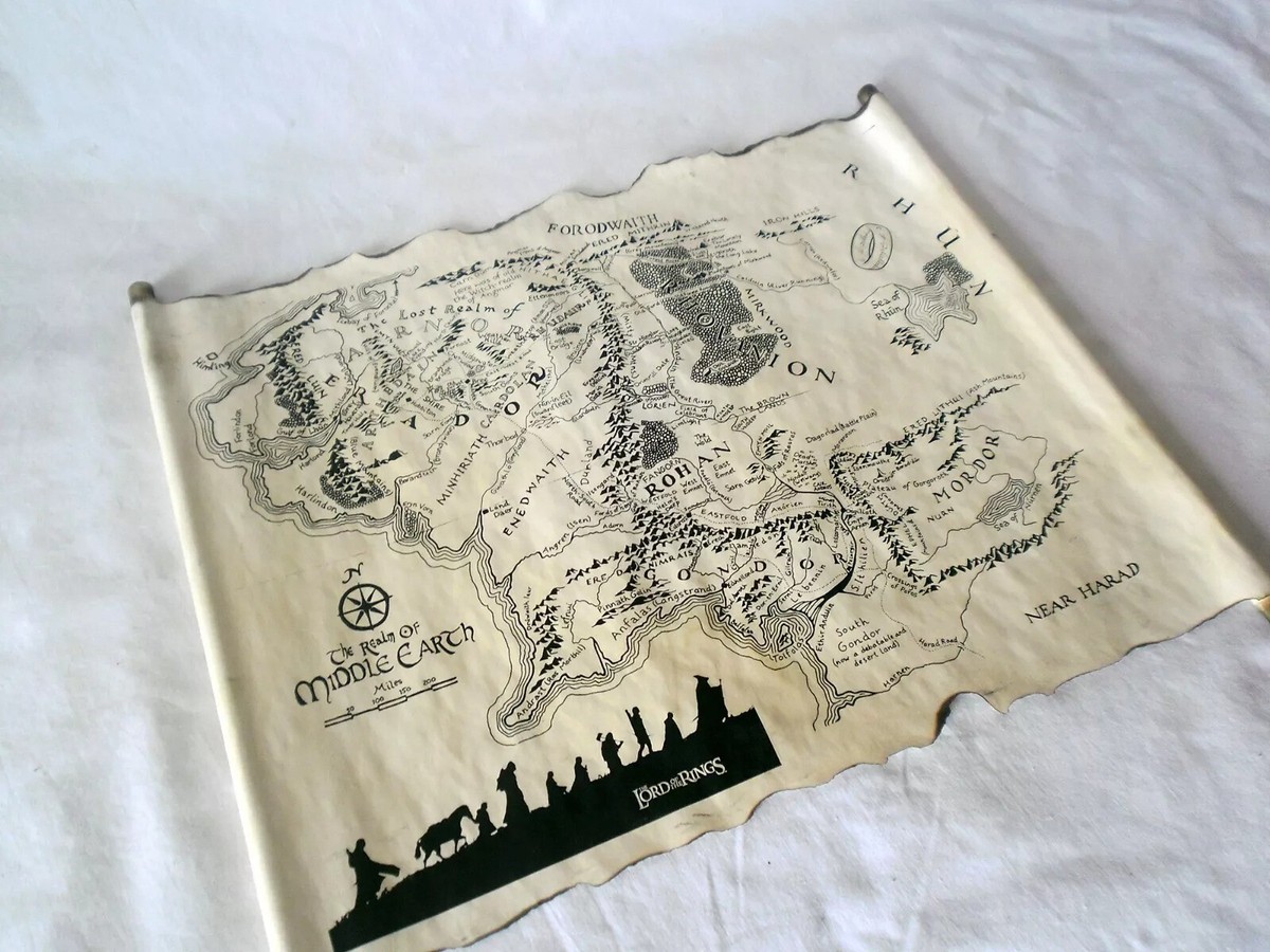 5 Maps of Middle Earth on Handmade Scroll, Tolkien Map set