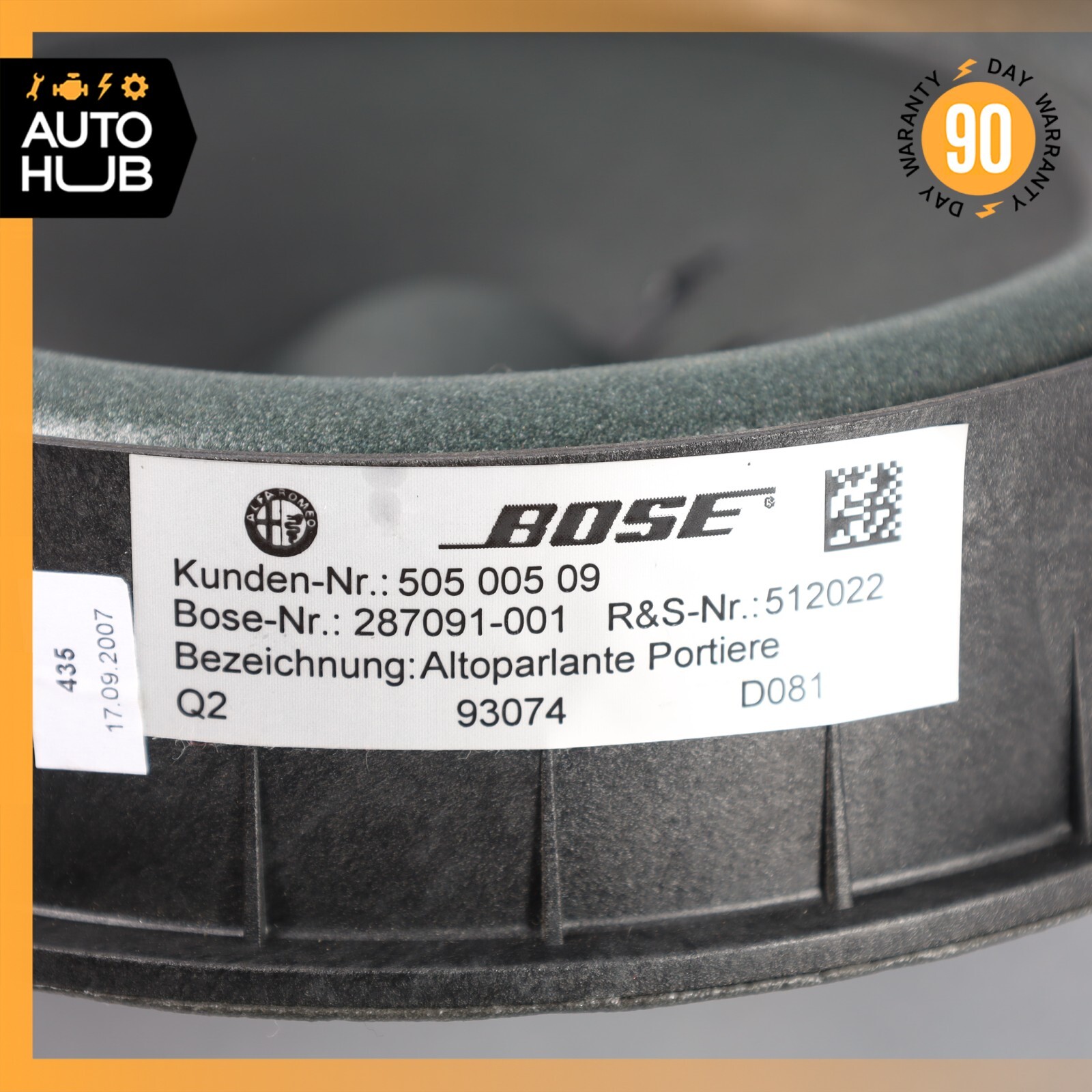 08-19 Maserati GranTurismo GranCabrio M145 Door Sound Speaker 512022 OEM 76k