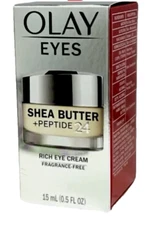 OLAY Eyes Shea Butter + Peptide 24 Rich Eye Cream , Fragrance-Free 0.5 oz New