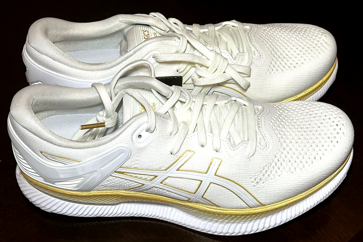 ASICS Men's Size MetaRide Running Shoes White/Pure Gold