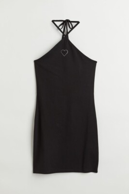H&M Divided Black Tie Around Halter Dress Sz Medium