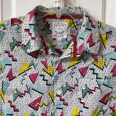 VTG Black Jack 1999 Retro Shirt Adult Large White Multi Short Sleeve Mens