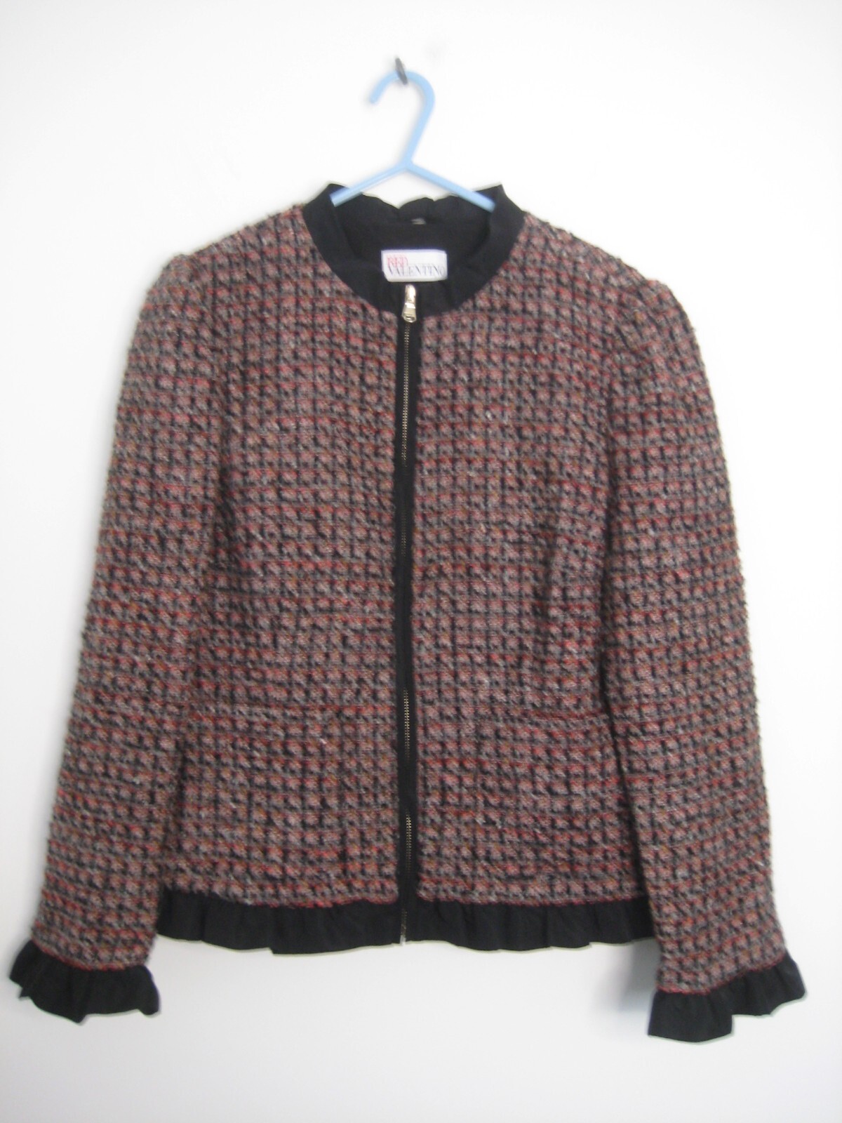 Red Valentino woollen mix frilled jacket size 46