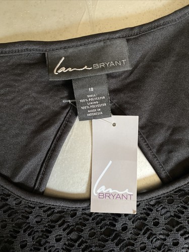 Lane Bryant Women’s Dress Classic Black Cutout Sleeveless Size 18 NEW Belt - 第 2/11 張圖片