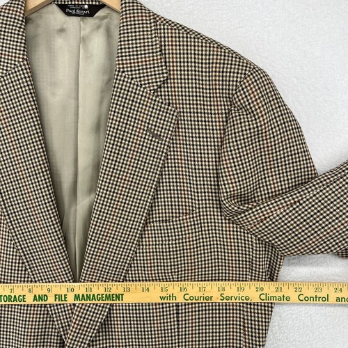 PAUL STUART Blazer Mens 42 Tall Wool Shepherd Check 2 Button Sport Coat Brown - Picture 18 of 21