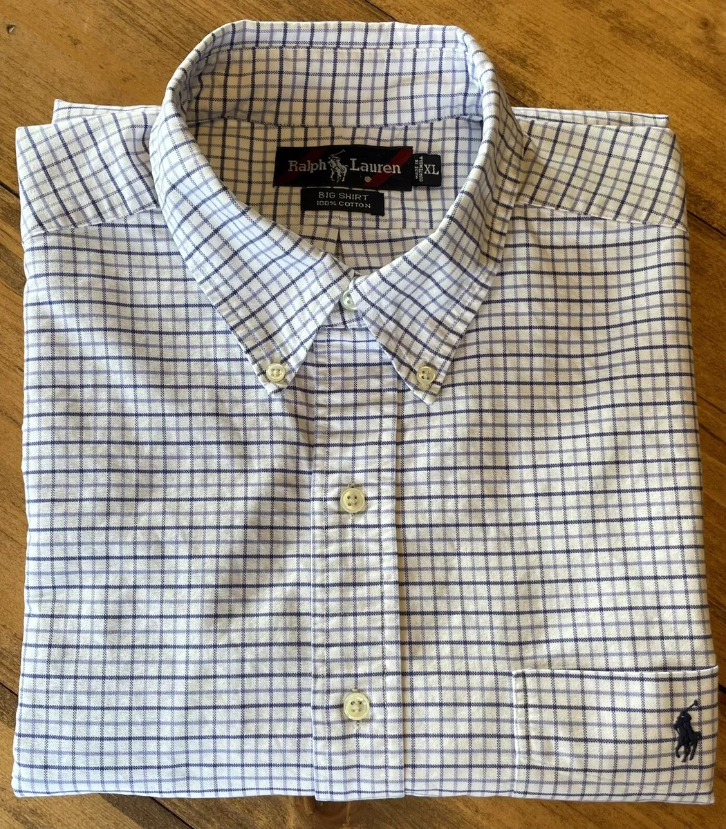 RALPH LAUREN OUTLET Men's XL BIG SHIRT Fit Oxford Shirt Long Sleeve Checked