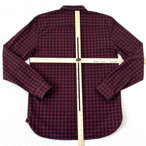 DJAB Simons Mens Shirt Small Red Black Check Button Up Long Sleeve Cotton Casual - Picture 6 of 8