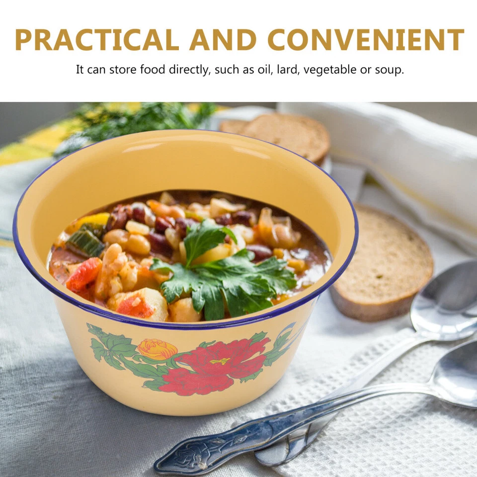 Emailliertes Becken Mit Deckel Emaille Rundes Serviertablett - Bild 2 von 4