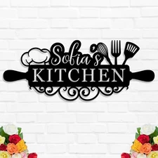 Personalized Kitchen Metal Sign Wall Decor,Custom Country Farmhouse Decoration