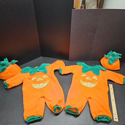 COSTUME ZUCCA Halloween in Pile 6 - 9 Mesi con Cappello - SET DI 2 per GEMELLI