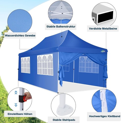 COBIZI Pabellón Plegable 3x6/3x4,5m Impermeable Protección UV Carpa Fiesta con Bolsa de Transporte - Imagen 131 de 213