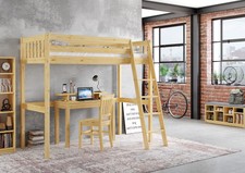 Letto a soppalco in pino 90x200 in pino con accessori opzionali