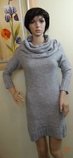 NWOT LIKE,LOVE gray 3/4 sleeve wide bulky cable knit collar sweater dress,M,L