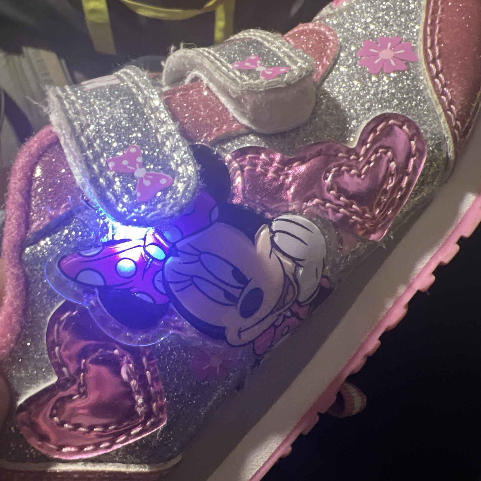 Disney Minnie Mouse Toddler Girls Sneakers Size 7 Pink Silver Light up