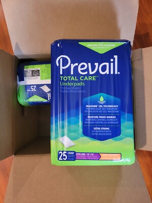 100 Pc(4x25) Prevail Total Care Underpad Heavy pet dog cat pee 30X30'' 100 Pieces