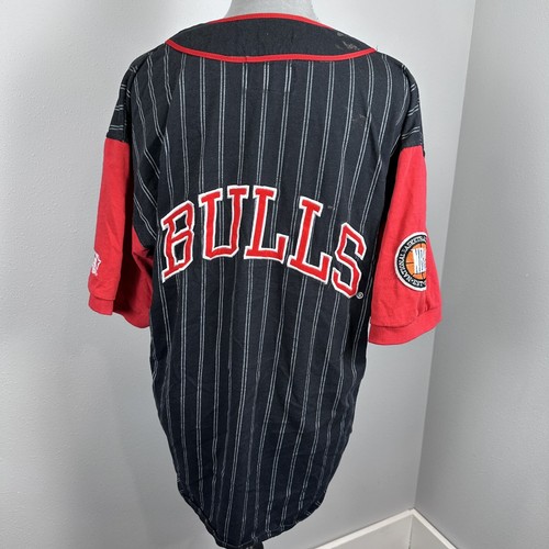 Vintage 90s NBA Chicago Bulls Starter Baseball Pinstripe Jersey Men's Large - Bild 5 von 15