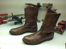 DISTRESSED VINTAGE MADE IN USA RED WING BROWN LEATHER ENGINEER BOSS BOOTS 14.5D