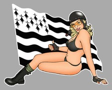 PINUP BREIZH BRETAGNE 45CM AUTOCOLLANT / STICKER AUTO MOTO BIKER PD082