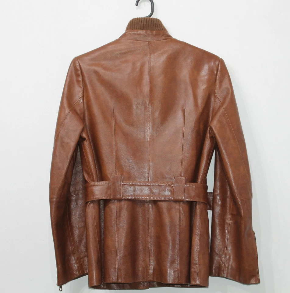 ELEMENT 90s Vintage Real Leather Brown Safari Jacket Belted Womens Size UK 8 10 - Image 3 of 4