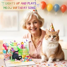 3D Musical Birthday Pop Up Card, Blow Out LED Light Candle & Music Happy