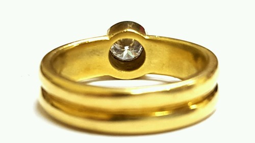Anillo de compromiso solitario antiguo diamante solitario de oro amarillo 18 K color G SI1 claridad de 0,50 quilates - Imagen 3 de 3