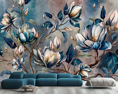 Zweig Aquarell Blumen Tapete Wandbild abnehmbar abwaschbar abziehen & kleben