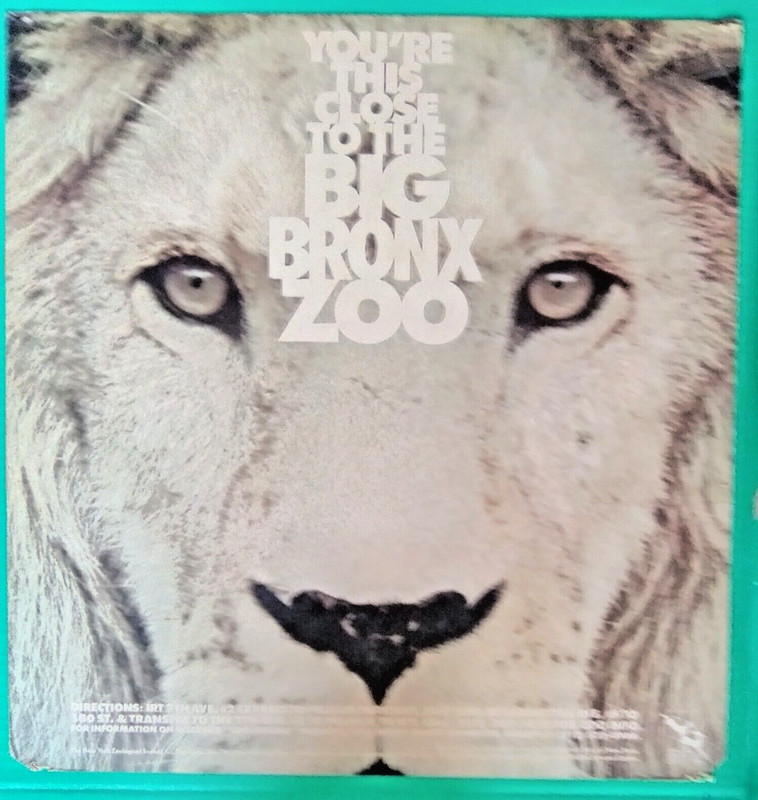 Vintage 1980's Art NYC Subway Train Bronx Zoo Lion Poster