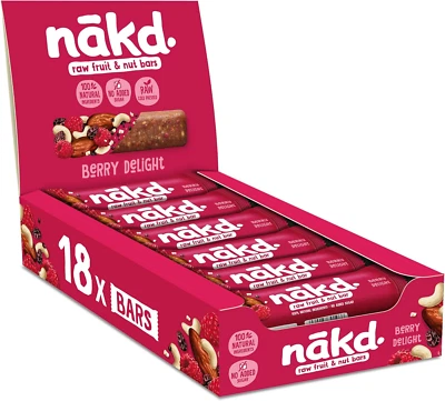NATURAL BALANCE FOODS Nakd Berry Delight Natural Fruit & Nut Bars - Vegan - Healthy Snack Gluten Free