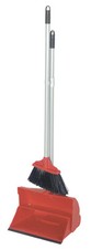 Image of 10" Light Weight Lobby Dustpan & Brush Set Red Brush And Pan Set Upright