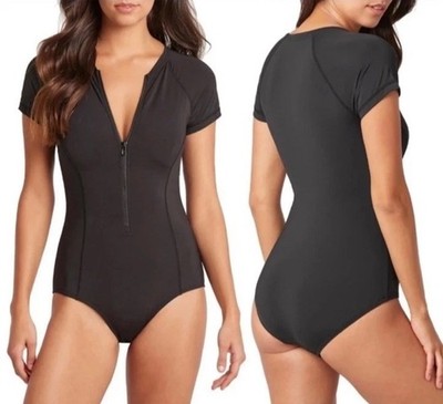 Sea Level Australia Zip Front Short Sleeve One Piece Swimsuit Women's Size US 4