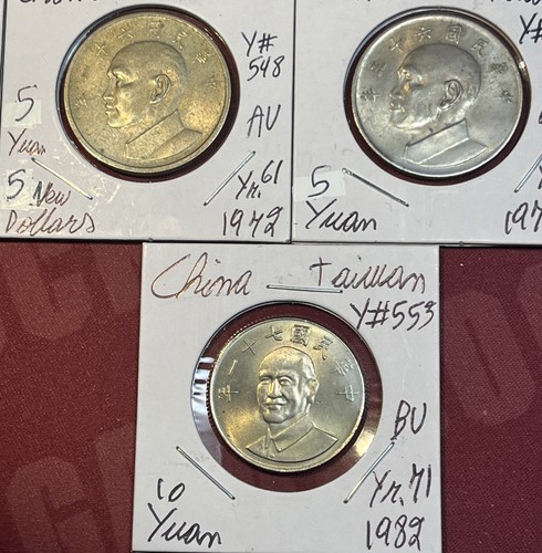 1950 - 1988 Taiwan, China 1, 2 & 5 Jiao & 1/2, 1, 5 & 10 Yuan AU -BU 13 Coin Lot - Picture 10 of 16