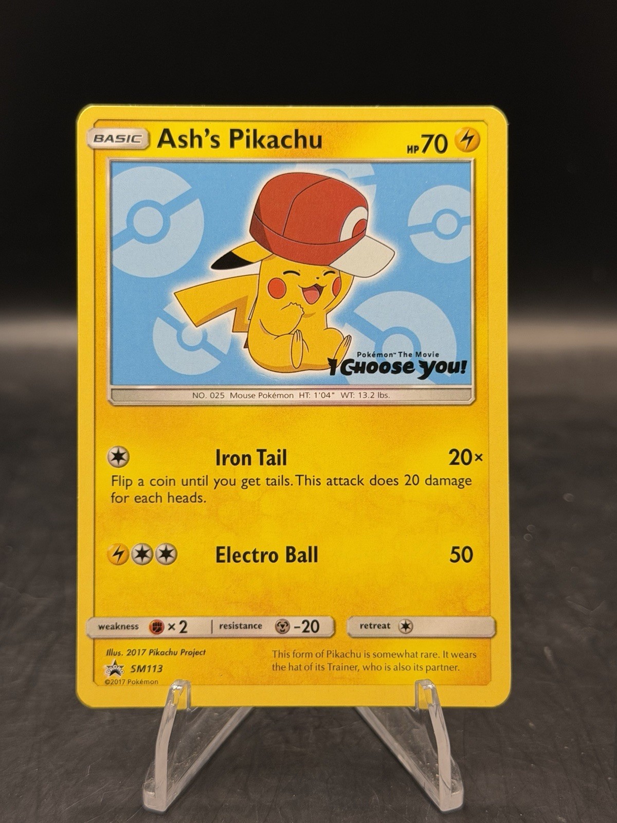 Pokemon TCG Ash's Pikachu SM113 Sun & Moon Black Star Promo NM