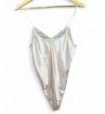 Victoria's Secret Pink Solid Lace Trim Teddy Bodysuit Adjustable Straps M