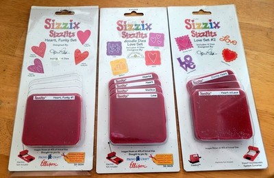 SIZZIX Sizzlits Dies HEARTS FUNKY SET DOODLE DIES LOVE SET LOVE SET 2 New LOT 
