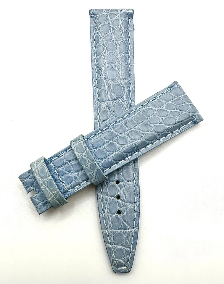 Correa de cuero de cocodrilo acolchada azul Corum 21x18 mm genuina nueva/usada Foto 2 de 4