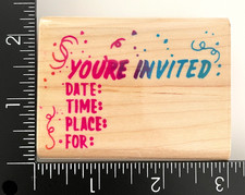 Impressive Stamps Party Invitation You're Invited Confetti F1648 Rubber Stamp