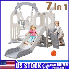 7-in-1 Toddler Slide  Swing Set Indoor Playground for Kids Age 1-3 Years Old