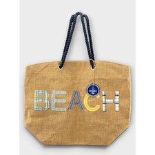 Beach Jute Tote Bag Large Reusable Rope Handle Coastal Summer Bag Beach Vacation