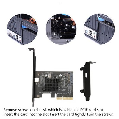 USB 3.2 Gen 2 Expansion Card Type C 20Gbps ASM3242 Main Control PCIe To USB CUPC