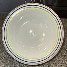Vintage La Primula Serving Bowl Salad Pasta Made in Italy Primary Stripes 10.25”