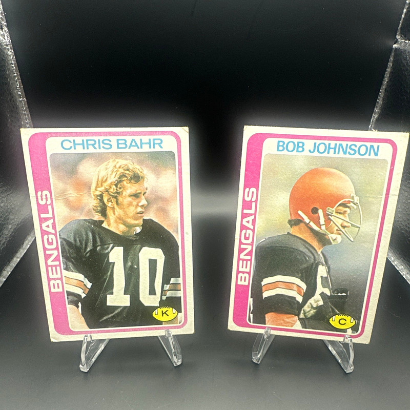 Topps 1978 Cincinnati Bengals Chris Bahr #94 Bob Johnson #34 2 Card Lot