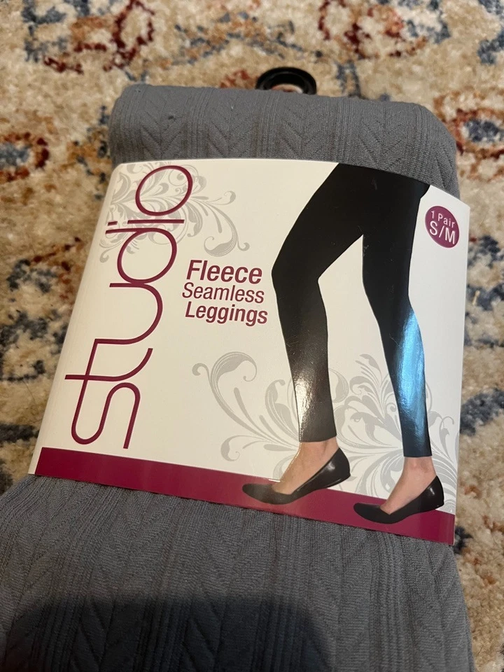 NWT  Studio Women GRAY Fleece Leggings Yoga  Slimming SZ S/M - Image 2 of 2