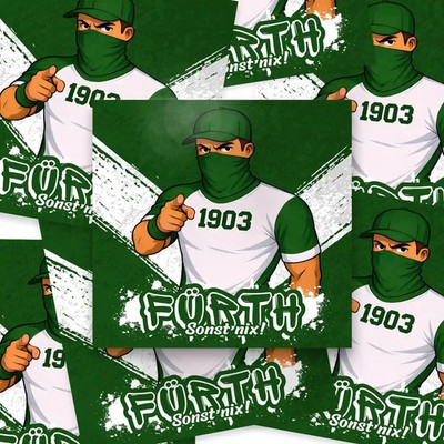 100x Fürth Aufkleber/ Sticker/ Fußball Fanartikel/ 10,5x10,5cm/ PVC/ wetterfest