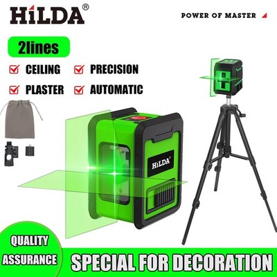 HILDA Green Laser Level Meter, Self-Leveling Dual Line, Accurate & User-Friendly
